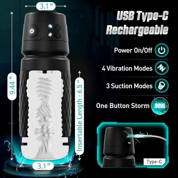 Sucking Male Masturbator with USB Type-C Rechargeable 01