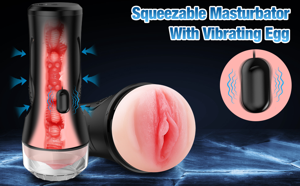 Male Masturbators for Men - Squeezable Masturbator With Vibrating Egg 01