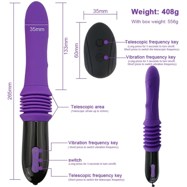 Telescopic Dildo Vibrator Automatic Up Down Massager G Spot - Image 6