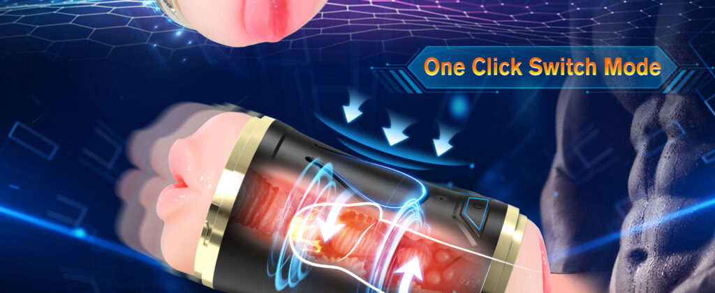Realistic Vaginal Male Masturbator - One Click Switch Mode